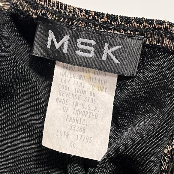 MSK‎ Gold Floral Blouse Long Sleeves Embellished Size XL V-Neck Made in USA- NWT - Picture 5 of 8